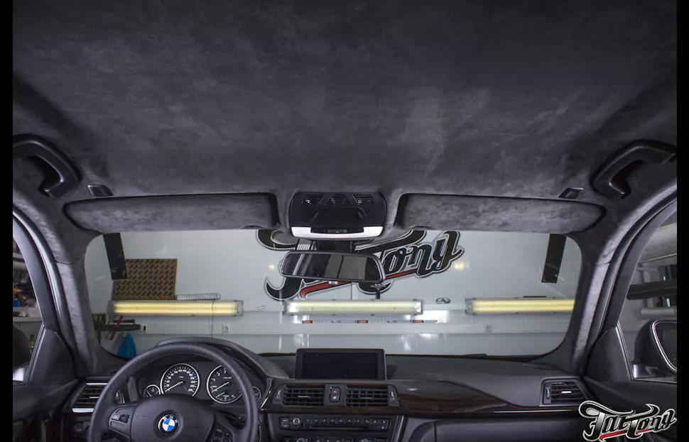 BMW F30. Перетяжка потолка в итальянскую алькантару.