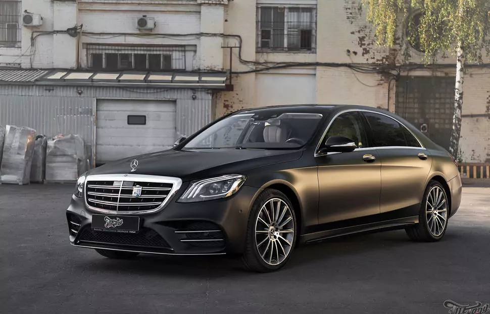 Mercedes S class. Оклейка кузова в Satin Black.