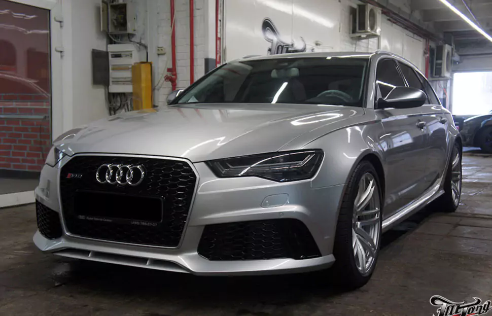 Audi RS6. Оклейка кузова, ламинация карбоном, пошив потолка и руля. Part I.