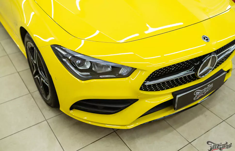 Mercedes CLA. Подготовка ЛКП под керамику, оклейка передней части в полиуретан, окрас суппортов!