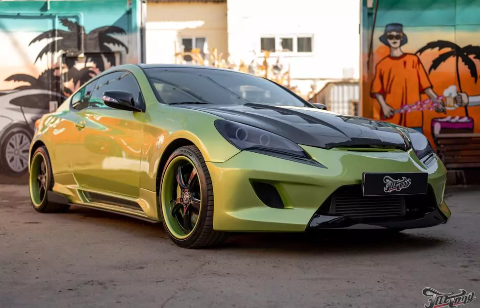 Hyundai Genesis coupe. Карбон в салоне, установка винтовой подвески