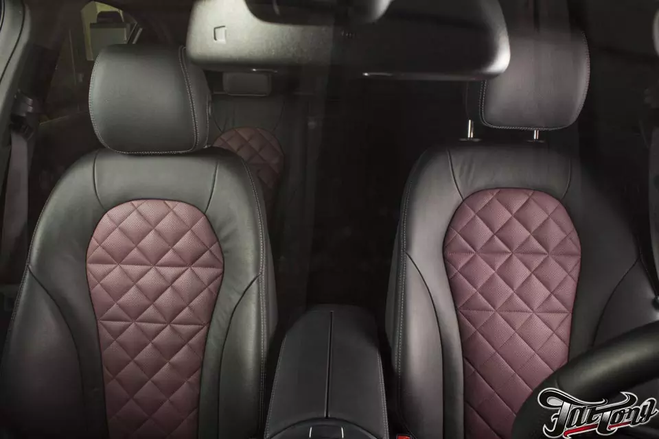 Mercedes C250 (w205). Пошив центральных частей сидений и дверных вставок.